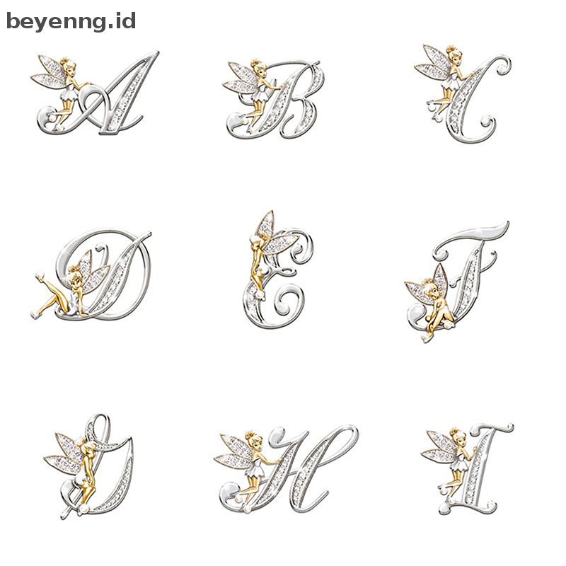 Beyen Kristal Huruf Inggris Bros Elf Angel Kerah Pin Jas Kemeja Kerah Pin Brooch ID