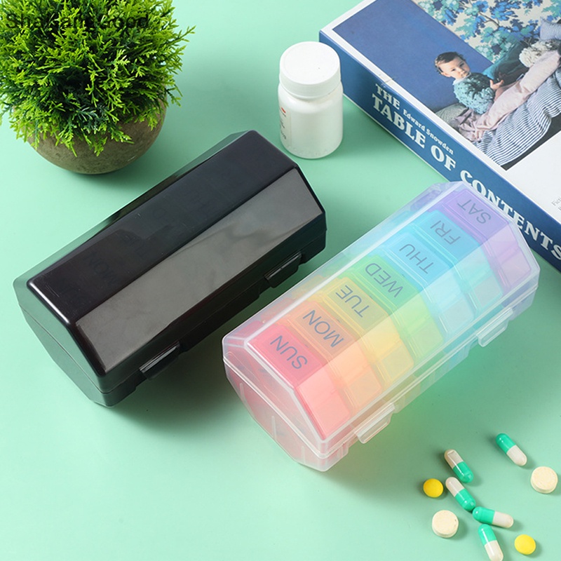 Kotak Pil Plastik Selip | Tempat Penyimpanan Mingguan Pil 7hari Container Case Organizer Tempat Perawatan Kesehatan Obat Pil SKK