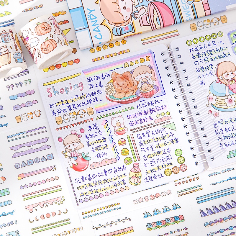 10lembar Seri Perbatasan Kartun Yang Indah Bahan Stiker Student Diary Deco DIY Decals