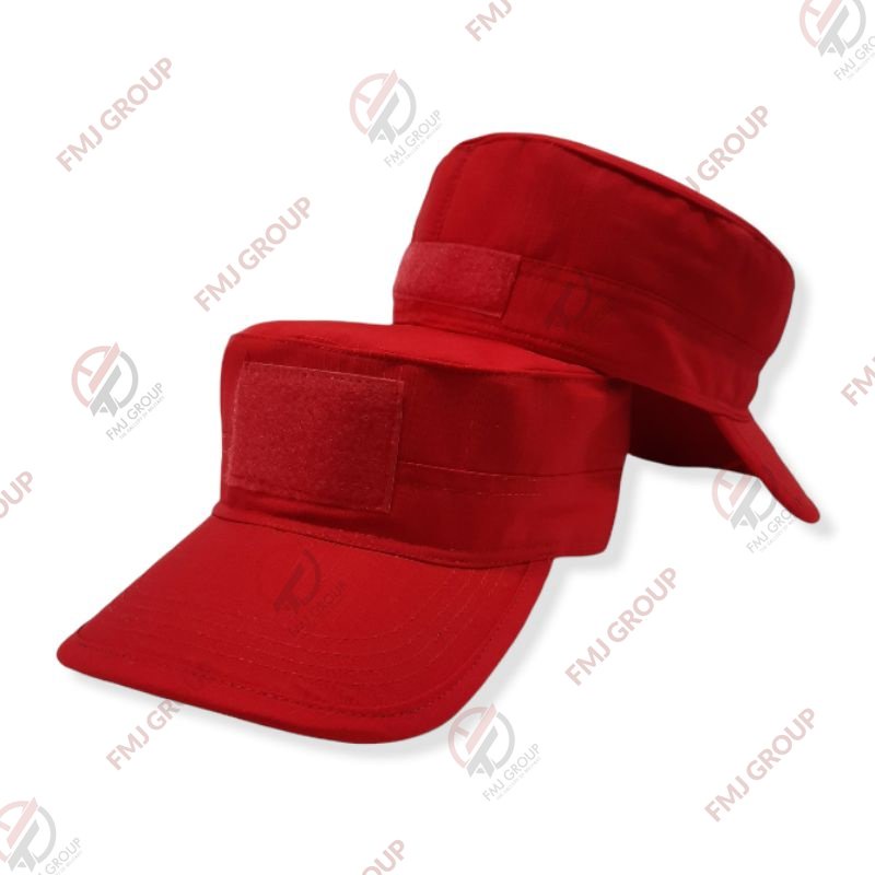 Topi Komando Tactical Merah Polos / Topi Reascue / Topi Pemadam Velcro