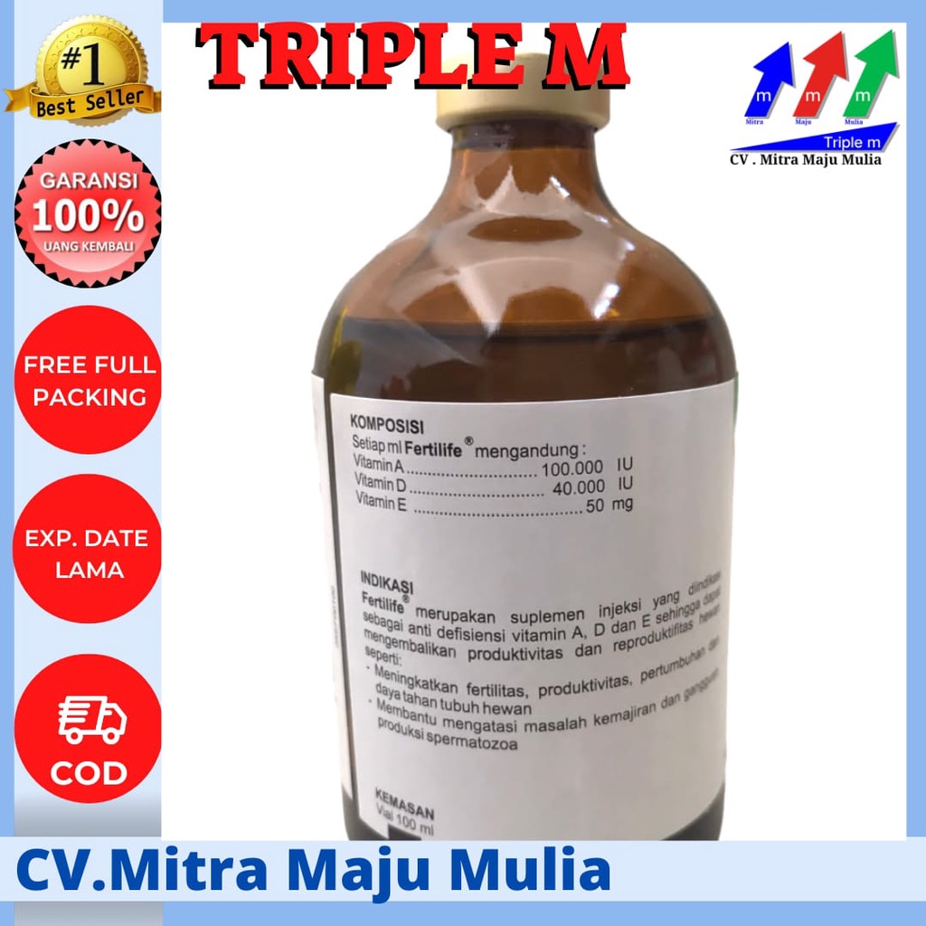 Fertilife 100 ml KALBE - Vitamin AD3E Hewan setara VITOL 140