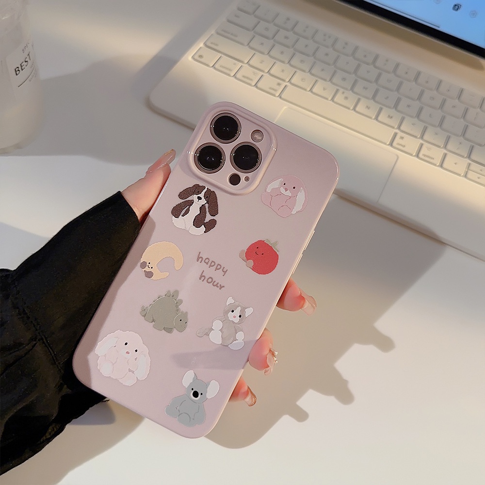 IPHONE Ins Casing Silikon Kartun Anjing Lucu Untuk Iphone14 11 12 13 PRO MAX Casing Cover Pelindung AT0271
