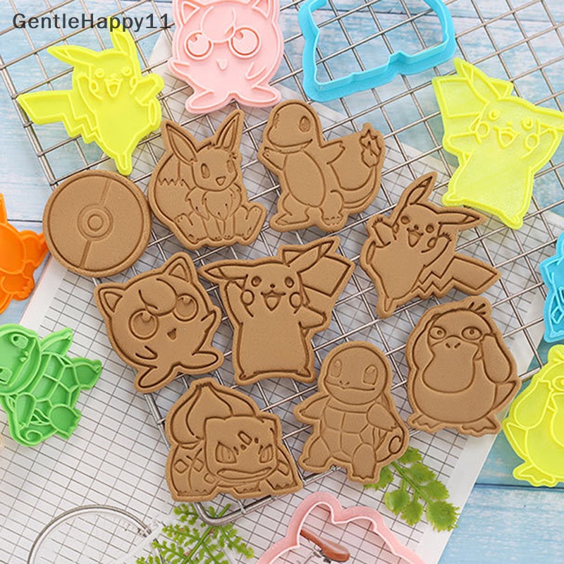 Gentlehappy POKEMON 8Pcs/Set Kartun Cetakan Kue Kering Labu Tengkorak Rumah Baking Aksesoris Mainan id