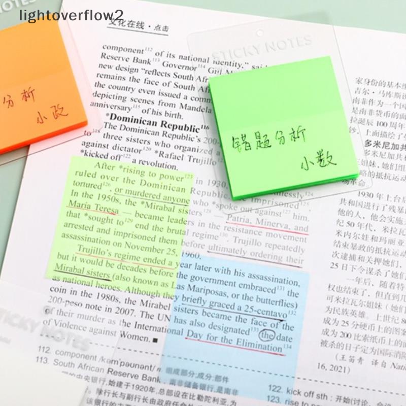 [lightoverflow2] 50sheets Transparan Sticky Notes Waterproof Colorful Clear Memo Pad Diposting Memo [ID]