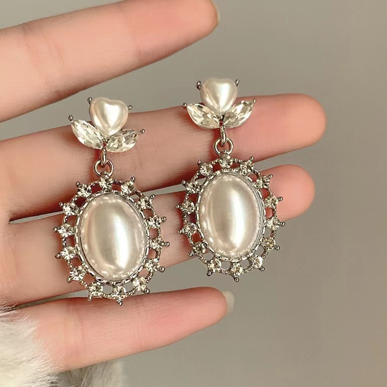 Anting Mutiara Berlian Prancis Perempuan Anting retro Dan Indah