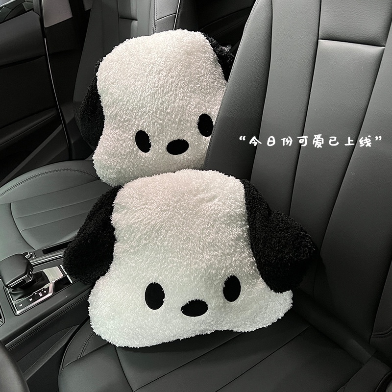 Headrest Mobil headrest, Mobil Kreatif Lucu Imut Hitam Dan Putih Sandaran Kepala Anjing Bantal Pelindung Leher