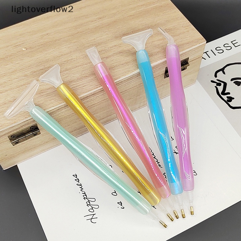 [lightoverflow2] 2/17pcs Resin Streamer Bor Pen 5D DIY Diamond Point Drill Pen Pager Alat Dengan Multi-placer Pengganti Pen Head Aksesoris [ID]