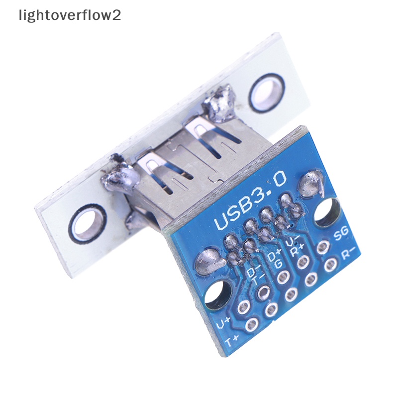 [lightoverflow2] 1pc USB3.0 Male Female Horizontal Dengan Sekrup Memperbaiki Lubang USB Dengan Pin Test Board Connector [ID]