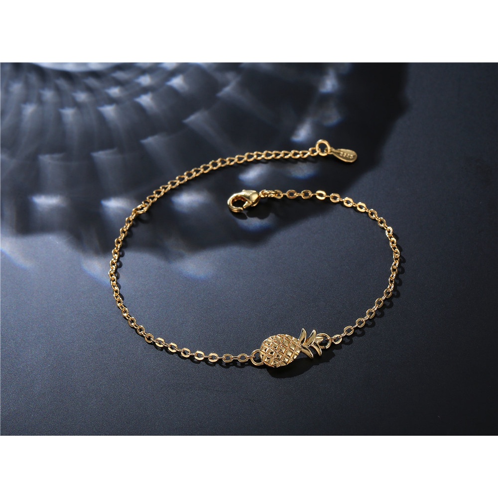 Goldkingdom Aksesoris Perhiasan Fashion Ready Stock Nanas Gelang Wanita Buah Kreatif Berlapis Emas Nanas Ekstensi Gelang