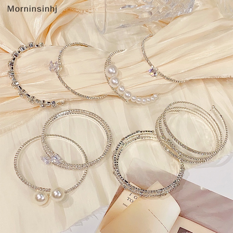 Mornin Gelang Mutiara Imitasi Kristal Elegan Multilayer Dapat Melar Pearl Bracelet Gelang Mutiara Untuk Wanita Perhiasan Pengantin Hadiah id