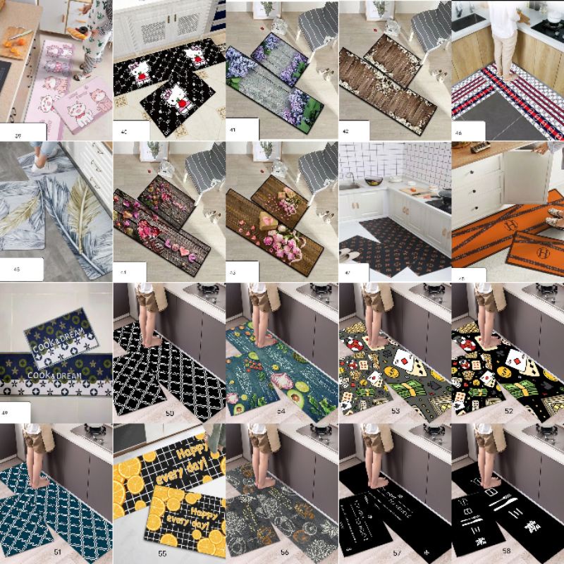 Karpet 2 In 1 Alas Kaki Lantai Keset Lantai Kamar Mandi Kamar Tidur Rumah Karpet Dapur Anti Selip 2 in 1 Kitchen Floor Mat