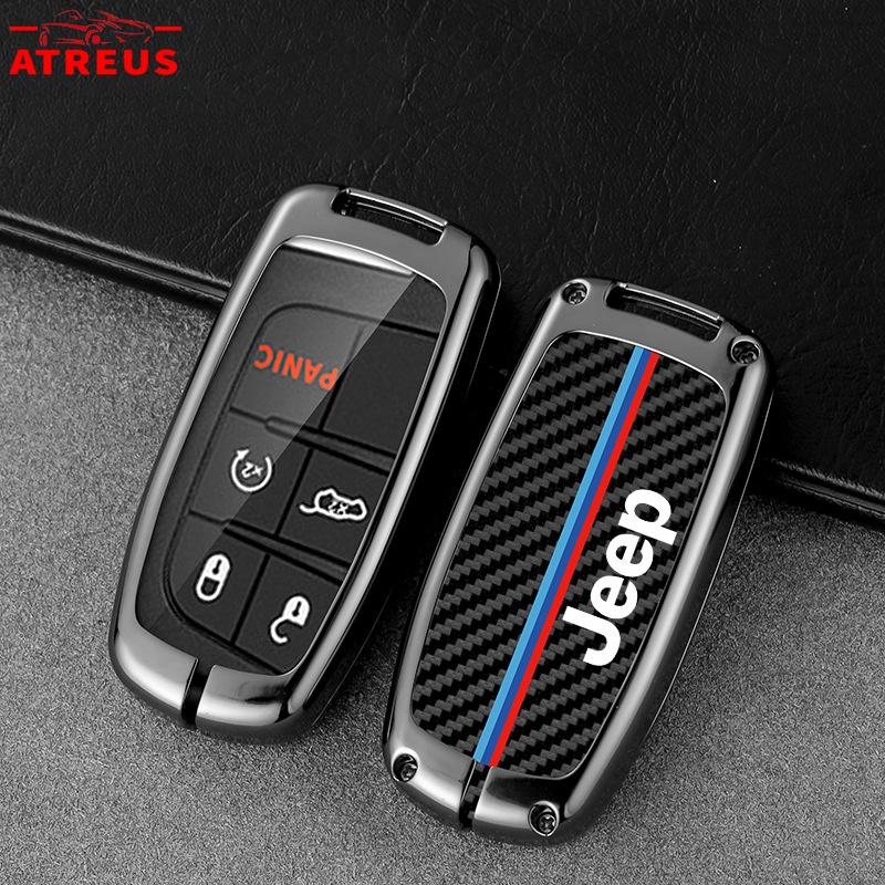 Jeep Zinc Alloy Bungkus Penuh Case Kunci Mobil Cover Kulit Serat Karbon Smart Key Protector Untuk Kompas Renegade2023 Willys Wrangler jk Grand Cherokee