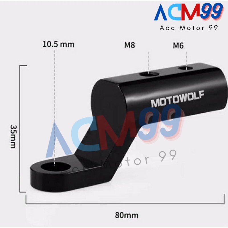 Motowolf Breket dudukan lampu tembak spion motor universal nmax aerox lexi vario beat adv pcx dll