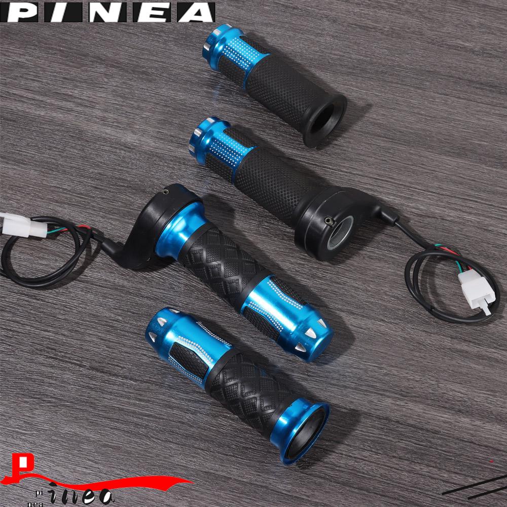 Nanas 1pasang E-Bike Throttle Grip Universal 3kabel Refitting Aksesoris Blue Twist Accelerator