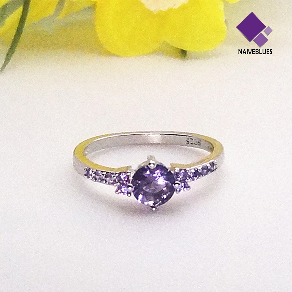 &lt; Naiveblues &gt; Mewah Wanita Faux Amethyst Bertatahkan Jari Cincin Pernikahan Pertunangan Hadiah