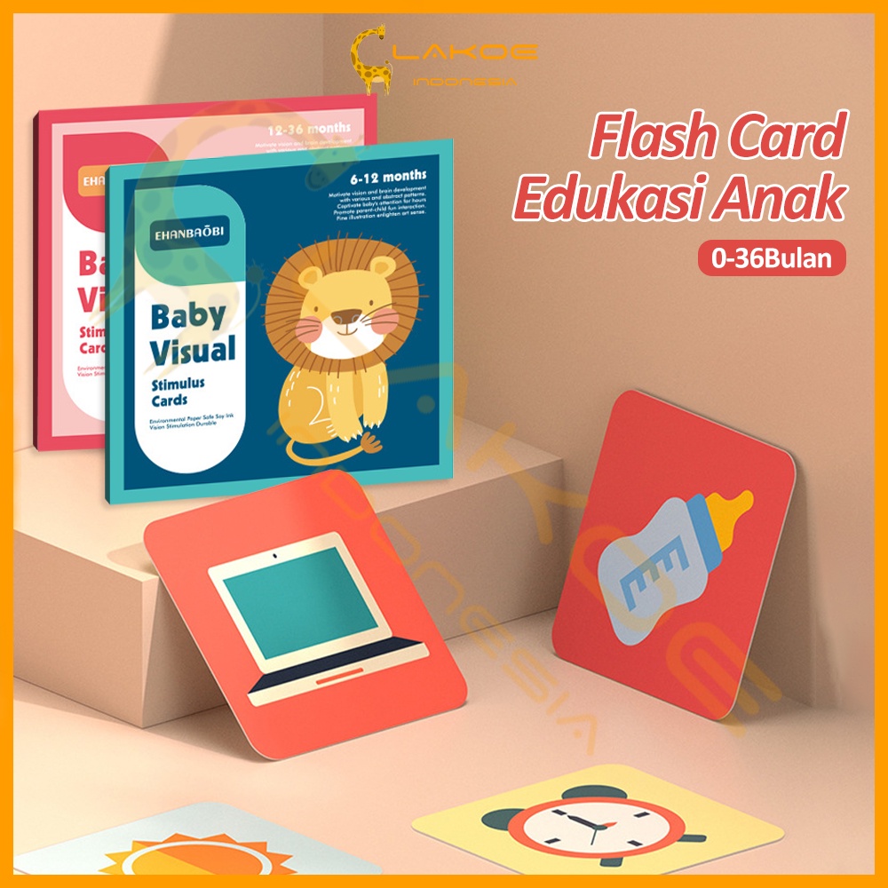 Lakoe Flash Card Edukasi Anak/Visual Cards / Kartu Pintar Stimulasi Bayi 0-12 Bulan/Montessori Kartu Bayi