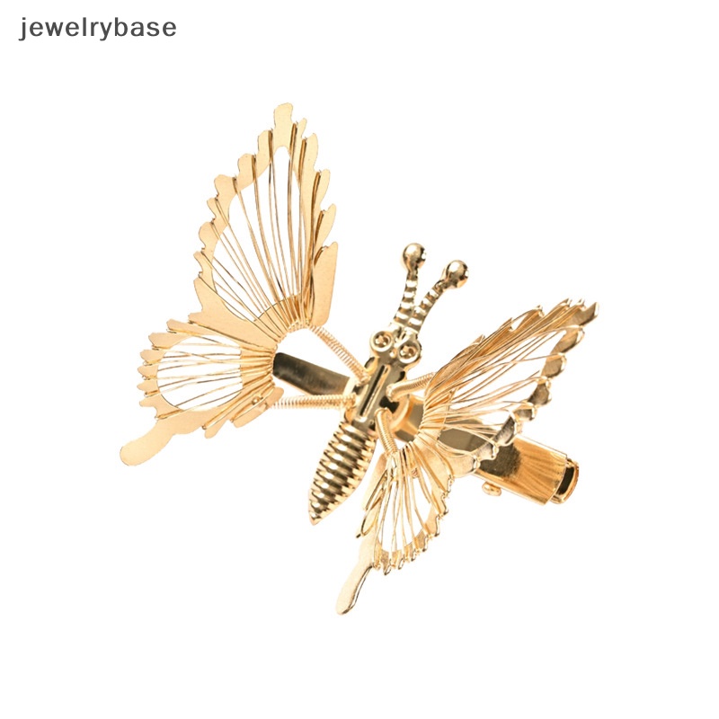 [jewelrybase] Retro Peri Bergerak Kupu-Kupu Jepit Rambut Berlian Imitasi Mutiara Rumbai Duckbill Klip Cocok Untuk Gadis Liontin Jepit Rambut Aksesoris Rambut Butik