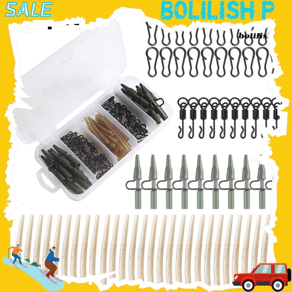 Bo-110pcs Safety Sinker Clip Detachable Black Pin Dikemas Perubahan Cepat Portable Tackle Kit Mini Carp Fishing Sinker Clip Kamuflase Ekor Karet Tabung Set Perlengkapan Memancing