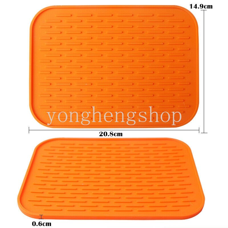 Silikon Anti Panas Panci Pan Holder Pad Tahan Panas Persegi Panjang Alas Meja Makan Non-Slip Coaster Tatakan Drainase Tikar Dish Drying Mat Aksesoris Dapur