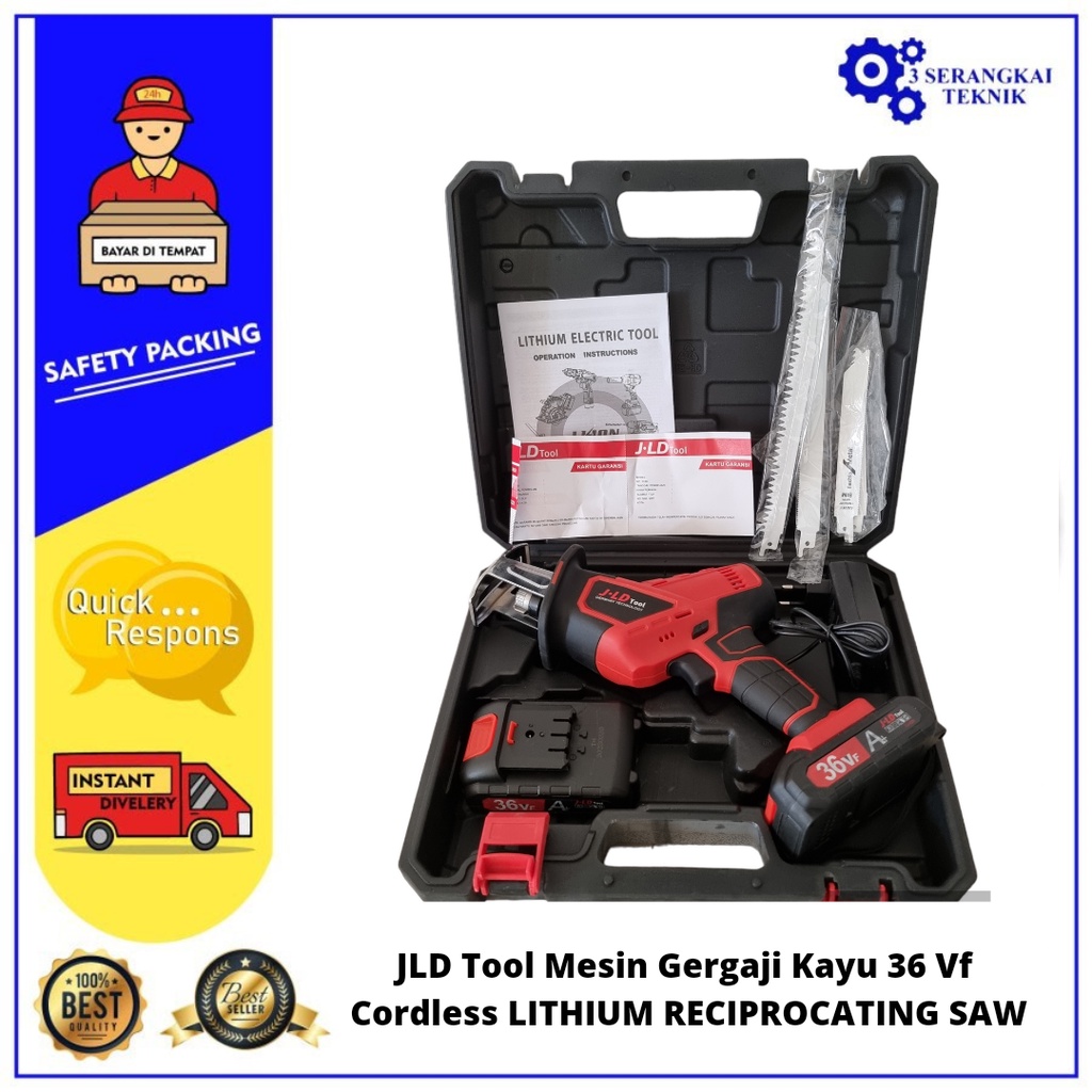 JLD Tool Mesin Gergaji Kayu 36Vf Cordless LITHIUM RECIPROCATING SAW