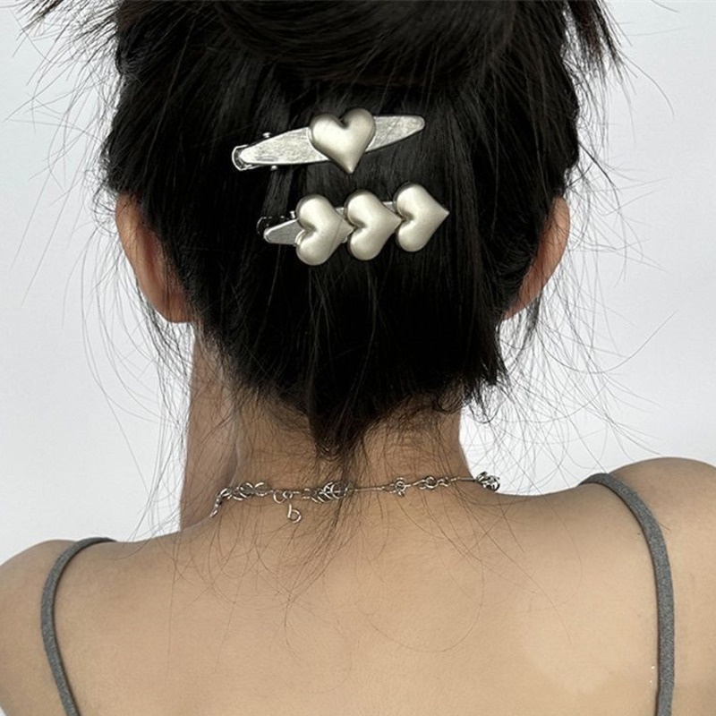 Logam Cinta Hair Clip Poni Klip Aksesoris Rambut Korea Simple Retro