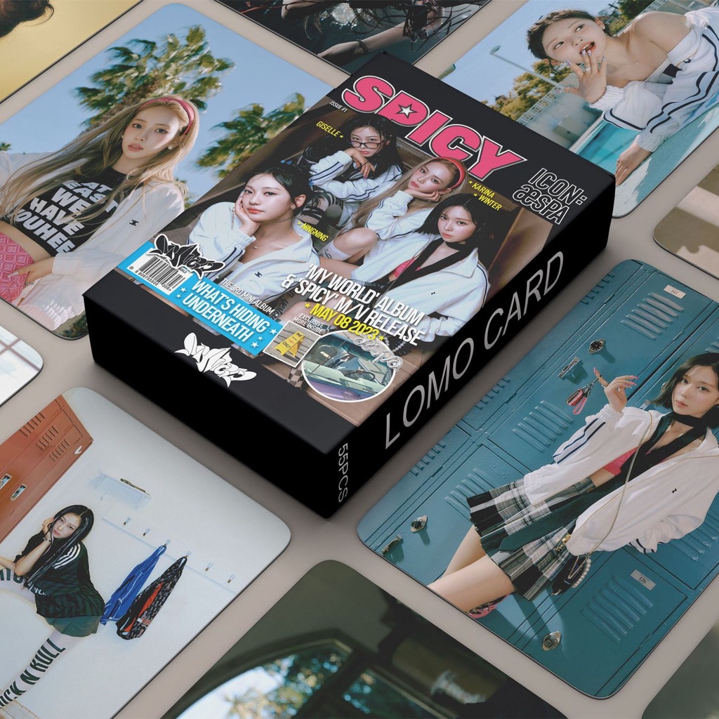 55pcs/box AESPA Album Pedas Photocards MY WORLD Kartu Lomo Come Back Kpop Postcards