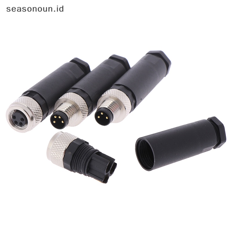 Seasonoun 1Pc Konektor Sensor M8 3per4pin Male/Female Colokan Sudut Lurus.