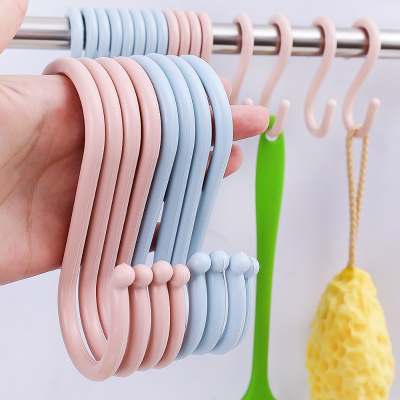 Multifungsi Plastik S-shaped Door Hook Gantungan Stroller Bayi Tahan Lama Organizer Rumah Bentuk S Rak Pakaian Plastik Portable Kait Dapur Serbaguna Rak Pakaian Plastik