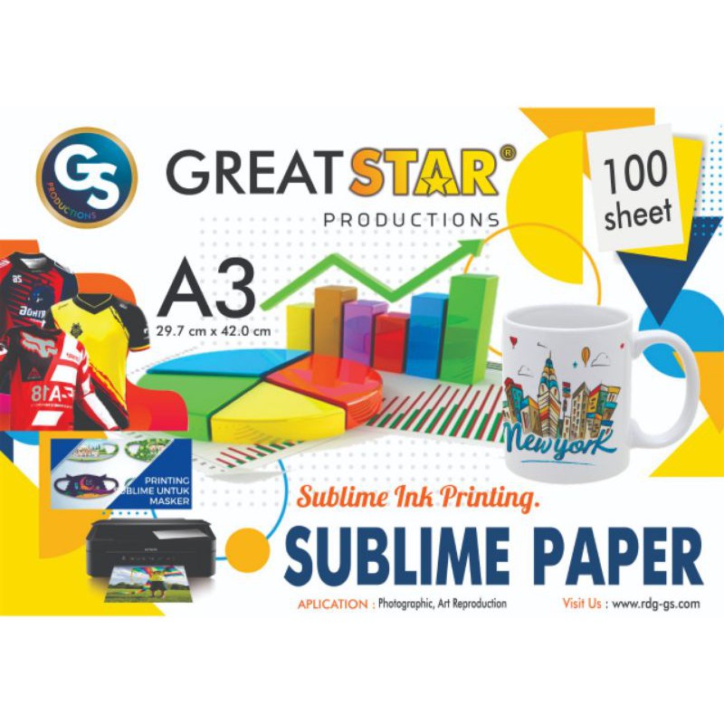 

Kertas Sablon/Sublime Paper/Transfer paper 110 GSM A3/100 lembar