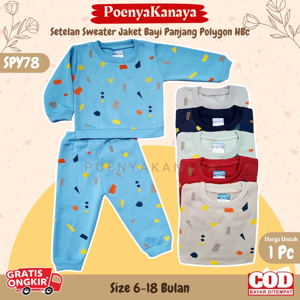 Setelan Sweater Jaket Bayi Anak Panjang POLYGON HBc Size 6-18 Bulan SPY78