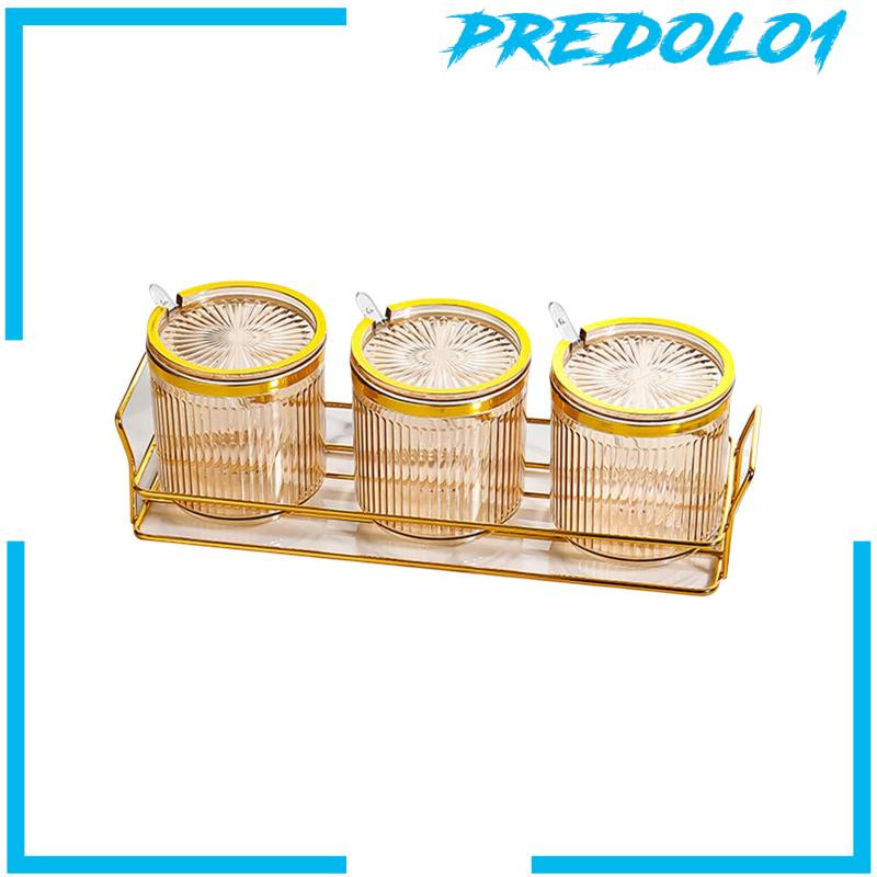 [Predolo1] Condiment Pots Tank Wadah Makanan Dengan Tutup Dan Sendok