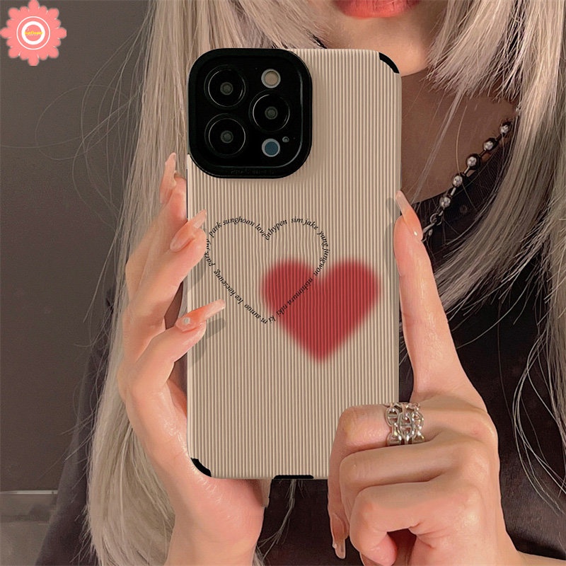 IPHONE Ins Cute Pink Love Heart Phone Case Kompatibel Untuk Iphone11 14 13 12 Pro Max7 8 Plus X XS Max XR Shockproof Leather Cover Pelindung Tpu Soft Cover