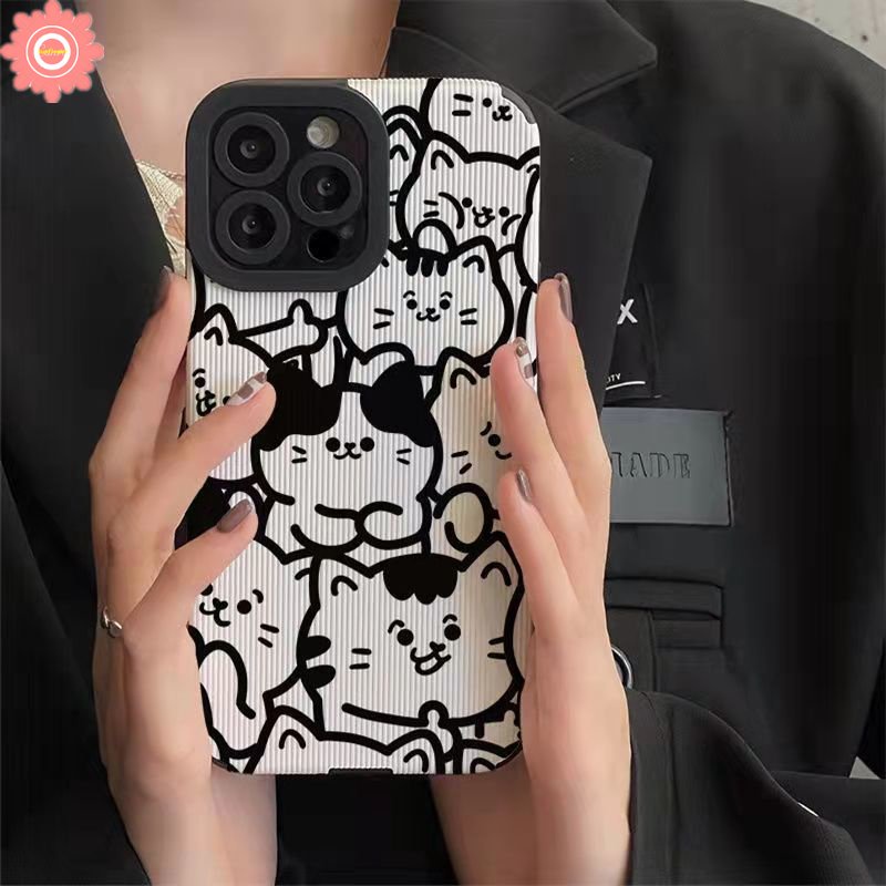 IPHONE Case Kartun Line Kitty Kucing Lucu Kompatibel Untuk Iphone11 14 12 13 Pro Max7 8 Plus X XR XS Max Lovely Monster University Shockproof Gaya Korea Case Penutup Belakang