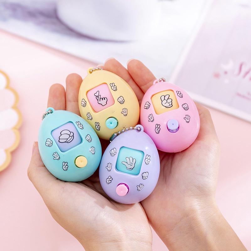 [Unggulan] Guessing Egg Key Ring Rock Paper Gunting Wajah Berubah Telur Memutar Mainan Tas Kunci Liontin Fair Game Keychain Dekompresi Mainan Pesta Ulang Tahun Anak Hadiah Kejutan