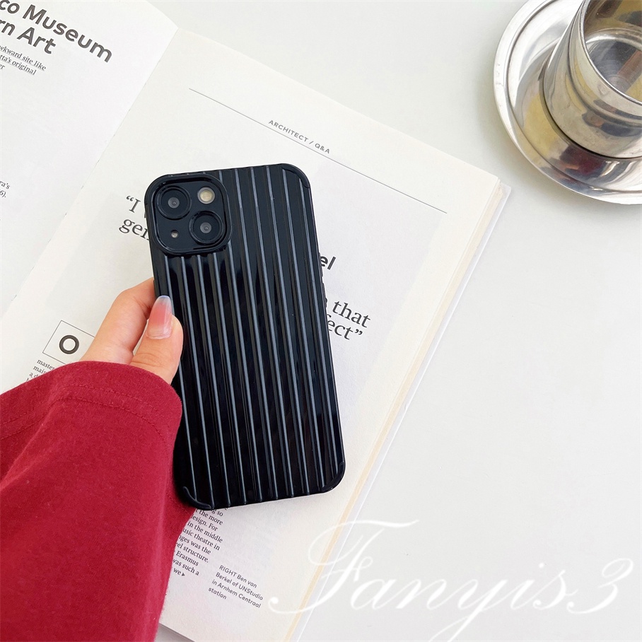 Compatible For IPhone 14 13 12 11 Pro Max X XR Xs Max 8 7 Plus SE 2020 Kompatibel Untuk Bergaris Simple Minimalis Warna Solid Hitam Putih Casing Ponsel TPU Lembut Shockproof Cover Pelindung