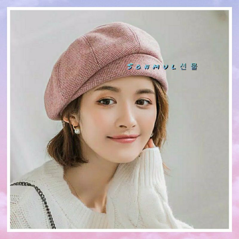 PLAID BARET WOMAN WINTER AUTUMN HAT IMPORT TOPI WANITA MUSIM DINGIN MUSIM GUGUR IMPOR