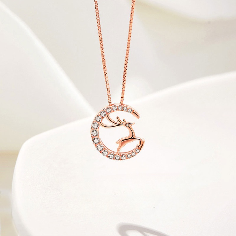 Goldkingdom Fashion Perhiasan Aksesoris Ready Stock Elk Kalung Wanita Ringan Mewah Perak Murni Sederhana Kerah Rantai