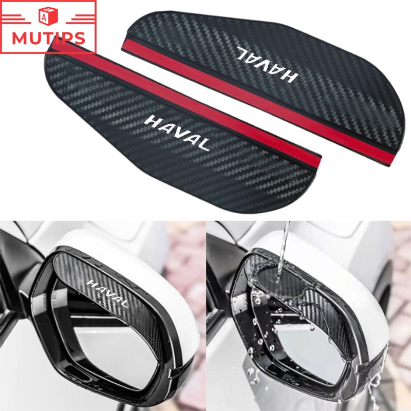 Haval 2Pcs Kaca Spion Mobil Serat Karbon Visor Hujan Pelindung Alis Cover Stiker Untuk H1 2022 2023 H5 M4 H9 H6 Jolion H2 H2s
