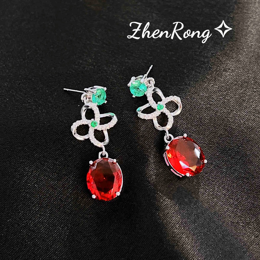 Goldkingdom Fashion Perhiasan Aksesoris Ready Stock Mewah Colorful Harta Karun Kalung Anting Cincin Set Tiga Potong Dari Batu Permata Turmalin Warna-Warni