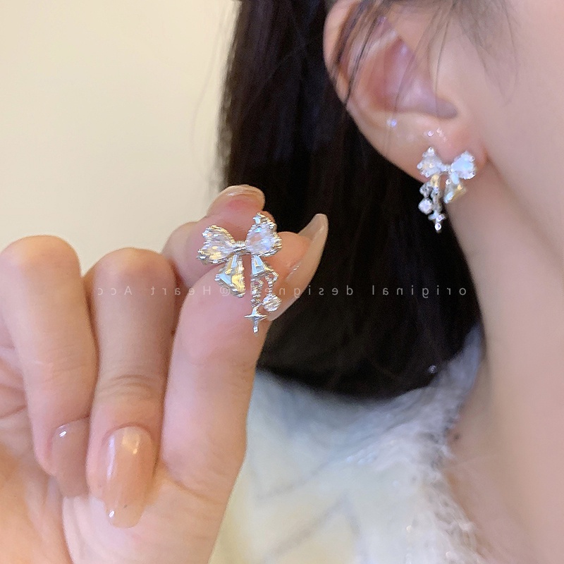 Yeezii 6Pcs/Set Mewah Busur Kupu-Kupu Stud Earring Set Kristal Anting Perak Untuk Wanita Perhiasan Aksesoris