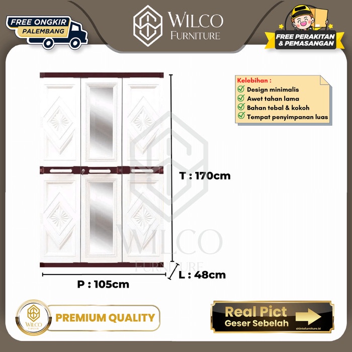 Lemari Pakaian Plastik AKAKO Minimalis 3 Pintu / Lemari Baju Anak PLG