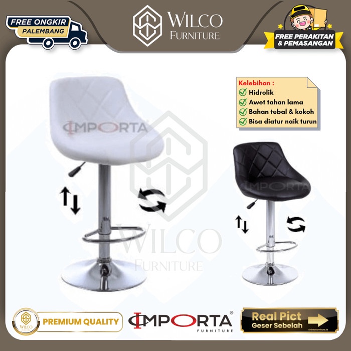 Kursi Bar Putar Importa / Kursi Cafe Kaki Stainless / Kursi Bar Santai