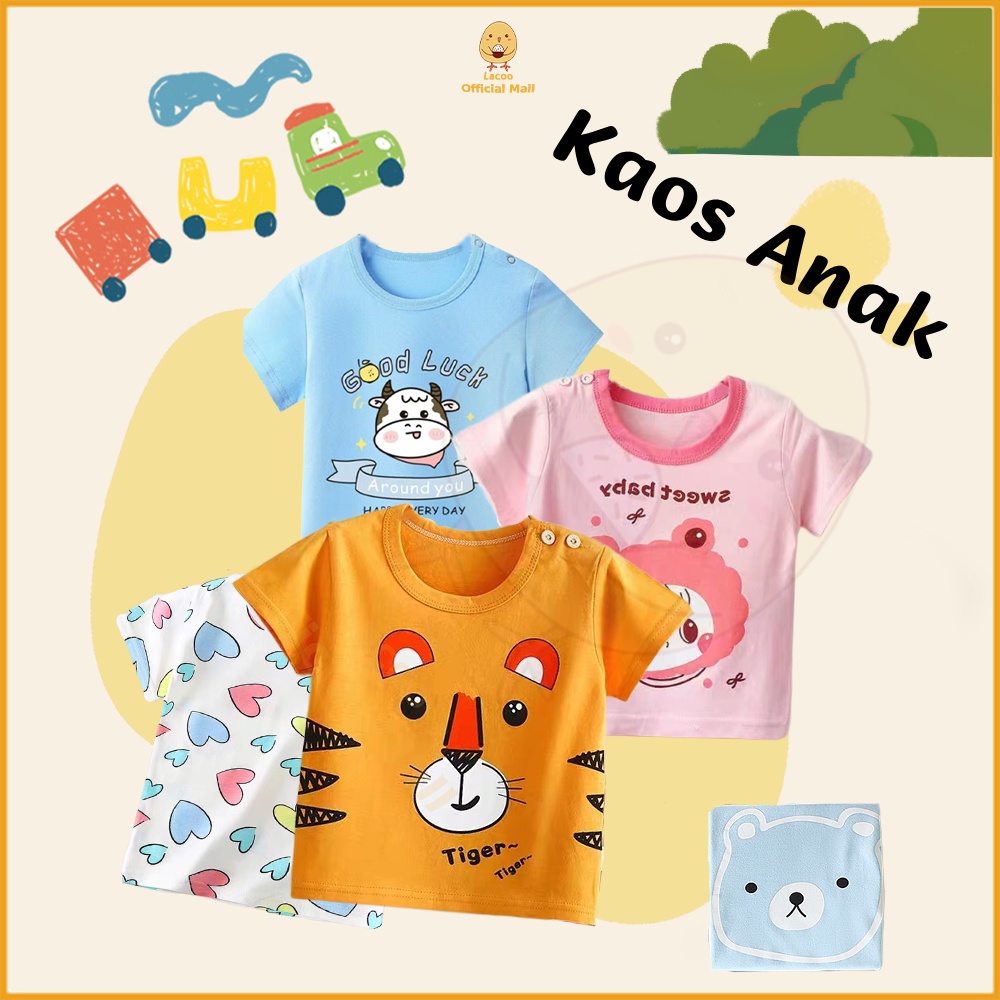 Lacoo Kaos bayi anak 0-3thn Atasan lengan pendek anak kartun Tshirt anak import