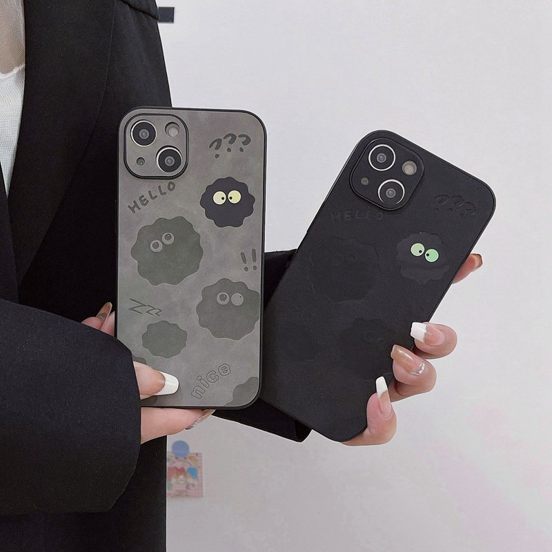 Small Coal Ball Laser Hard Case HP iP iPhone X XS XR 11 12 13 14 Plus Pro Max Velour Leather FTD Casing Apple