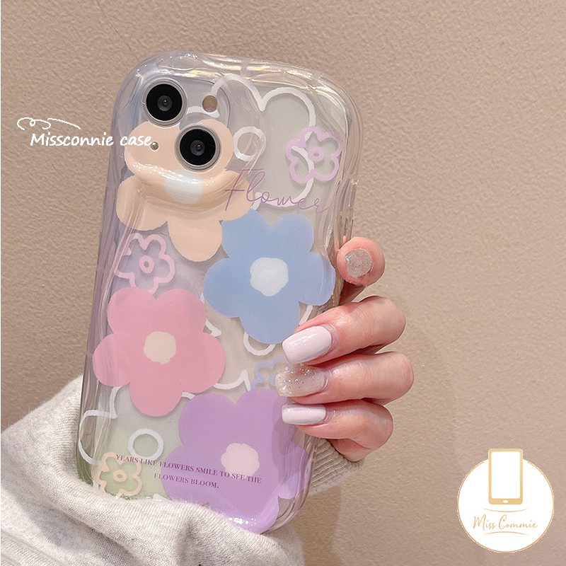 Casing Untuk Redmi 9A 9 9T A2 10A A1 10C 10 9C NFC Redmi Note8 11 9 10 10S 11s 10Pro Max POCO M3 Fresh Flowers Soft Tpu Shockrpoof 3D Wavy Curved Edge Glossy Floral Cover