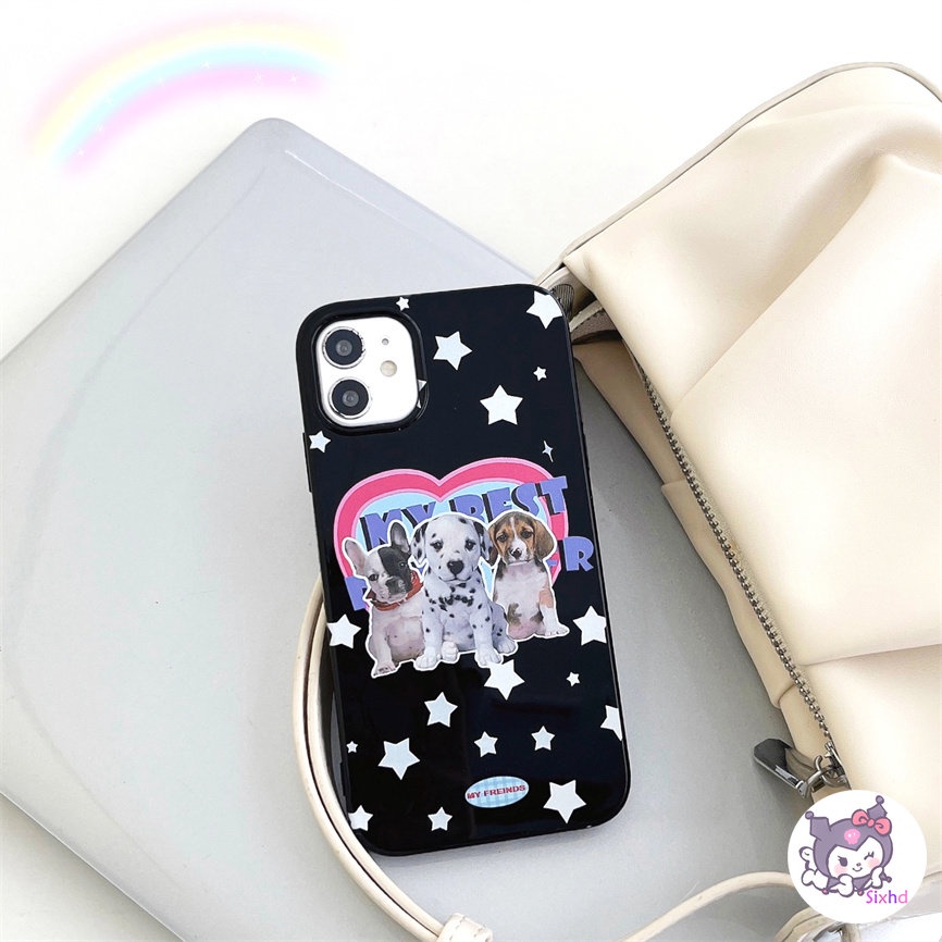 IPHONE Kompatibel Untuk Iphone14 13 12 11 Pro Max SE 2020 X Xr Xs Max8 7 6Plus Hitam Cinta Fashion Anjing Silikon Ponsel Case Lembut Anti Jatuh Pelindung TPU Cover XJJJJ