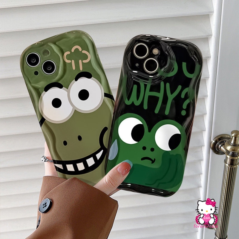 Untuk Realme C31 C25 C33 C55 C21Y C35 C25s C15 C30 C21 C25Y C12 C20A C20 C11 C3 C1 5i 7i 7 6i 5 9i 5s Lucu Dinosaurus Kartun Huruf Katak 3D Bergelombang Melengkung Tepi Lembut Couple Case