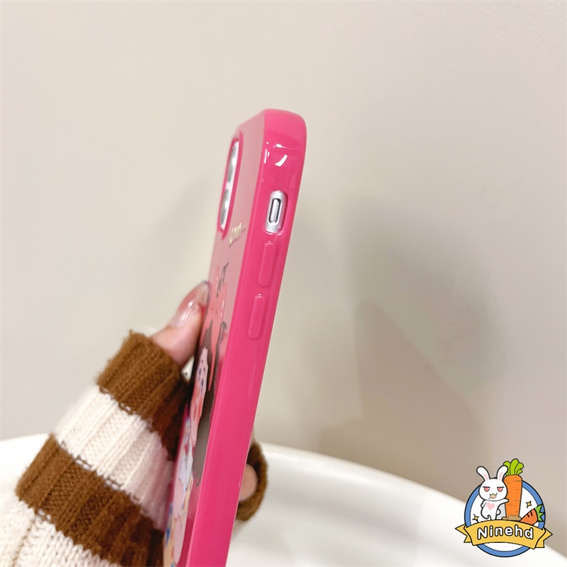 IPHONE Casing Kompatibel Untuk Iphone14 13 12 11 Pro Max X Xr Xs Max8 7 6 6s Plus SE 2020 Pink Jelek Gadis Lucu Kartun Casing Ponsel Perlindungan Lensa Penuh Silikon Anti Jatuh Cover Pelindung