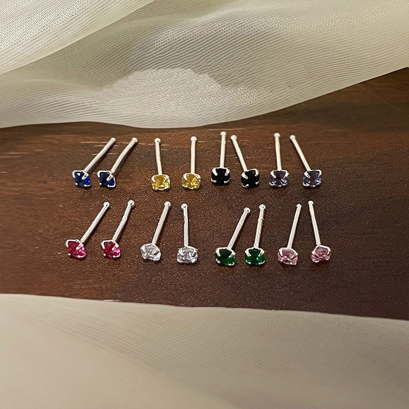 Anting Tusuk Geometri Bahan Alloy Zircon Korea Untuk Anak Perempuan