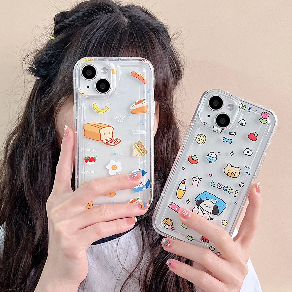 American Breakfast Food IPhone Case Kompatibel Untuk Iphone11 14 Pro Max 13 Pro Max12 IPhone X XS XR 7 8 Plus Ultra Hybrid Lembut TPU Back Phone Cover